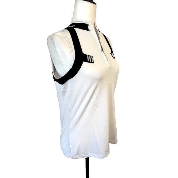 JAMIE SADOCK Sleeveless Golf Polo Shirt Top Size Small White Black 1/4 Zip - Picture 4 of 6